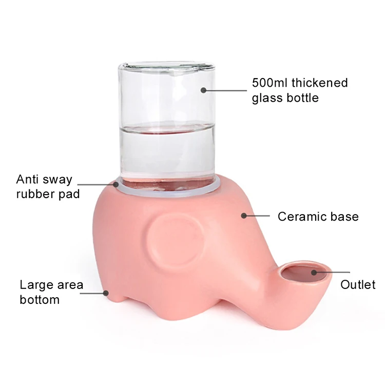 Ceramic Elephant Shape Pet Cat Puppy Water Feeder Dispenser No Spill Pet Drinking Fountain