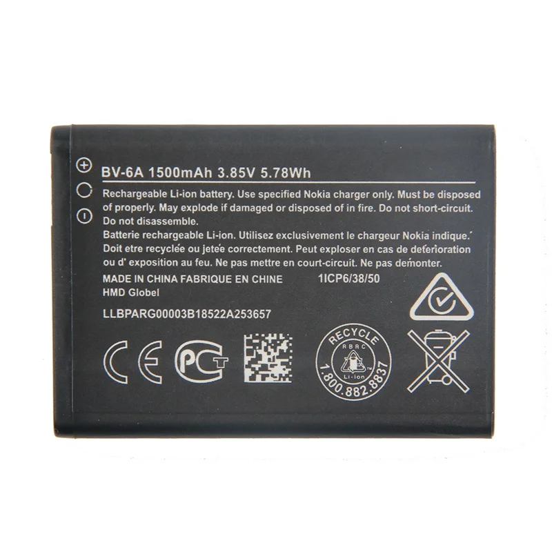 
High Quality 1500mAh BV-6A BL-5C BL-4C BL-4UL Rechargeable Battery for Nokia n72 2060 3060 5250 C5-03 8110 4G Phone Batteries 