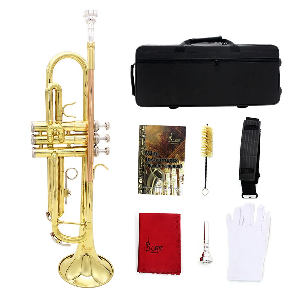 Hot Sale Lacquer gold Nickel silver alloy B Flat Trumpet Instrument for Student Band Performance Special Price on New Product