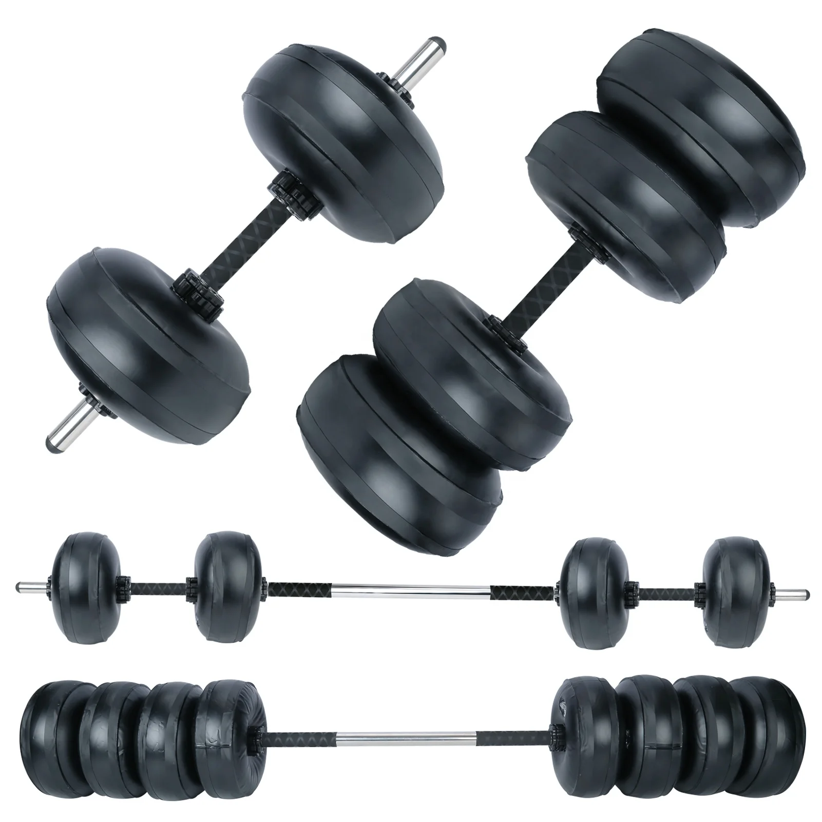 Dreamstone Travel Water-filled Dumbbell Barbell Set Portable Adjustable Weight 30-35 KG Gym Dumbbells Training Home Use Fitness