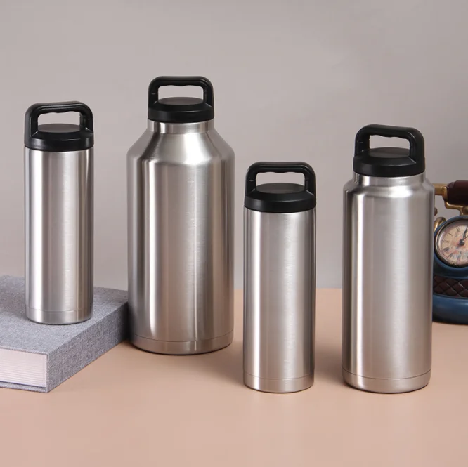 Hot Selling Anti Rust Resuable Bottle Modern Skinny Eco Friendly Insulated Thermos Leak-proof Sport Vacuum Flask with Handle