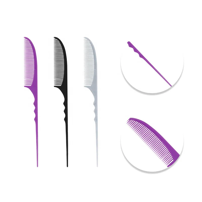 High quality detangling comb carbon fiber  salon tail parting plastic hair comb