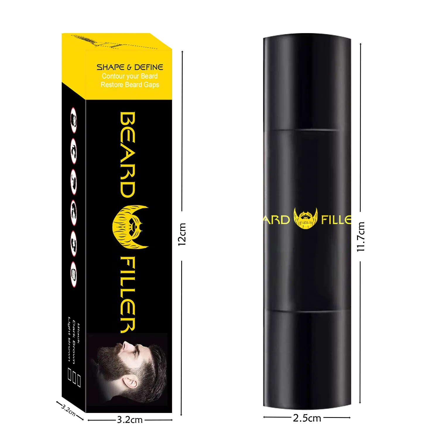 New Arrival 2-in-1 beard dye stick beard cream pen hair thickening stick hair filling styling pen for men