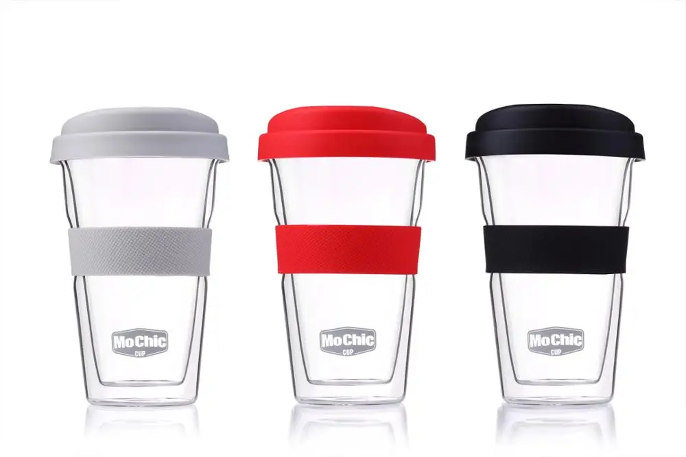 Mochic 300Ml Reusable Travel Mugs For Promotional Gift 10Oz Customize Heat-Proof Double Wall Glass Tumblers Coffee Drinking Cup