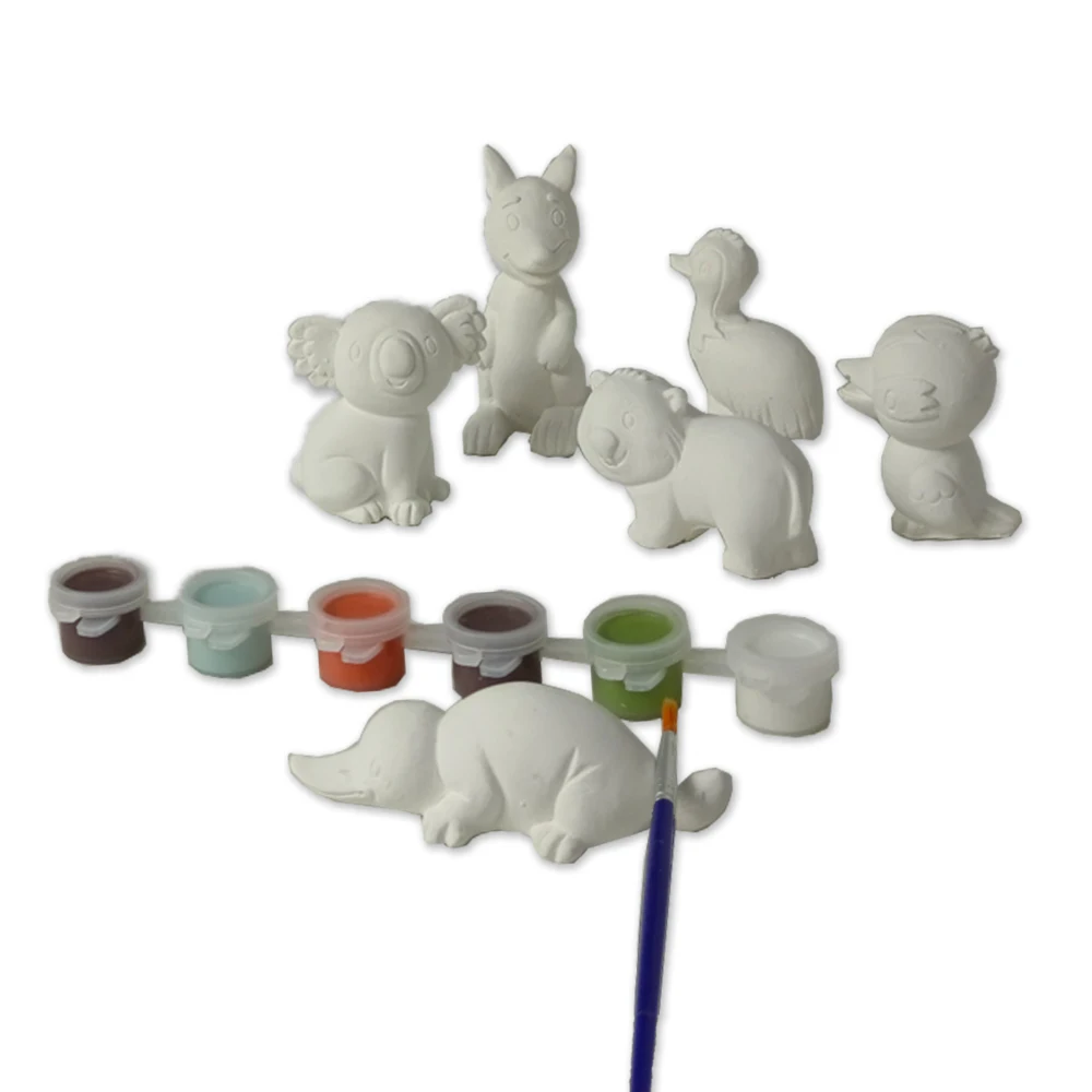 Elsas Children educational toys color painting plaster set DIY craft plain ceramic animals figures