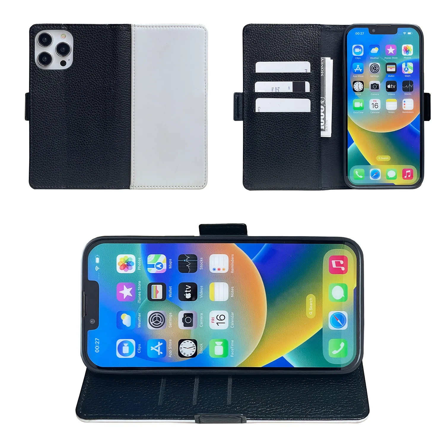 PU Leather Sublimation Phone Wallet Cases Custom Print Blanks Case for 15