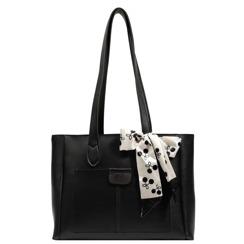 PU large shoulder bag new fashionable with pockets shoulder tote bag leather handbags ladies wholesale
