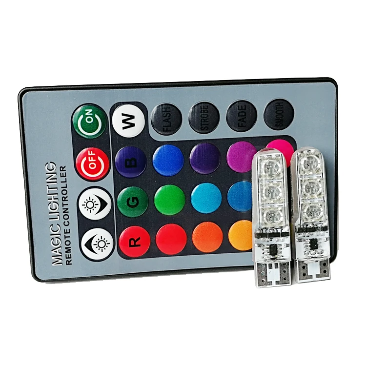  12 В силиконовый T10 RGB светодиодный автомобильный