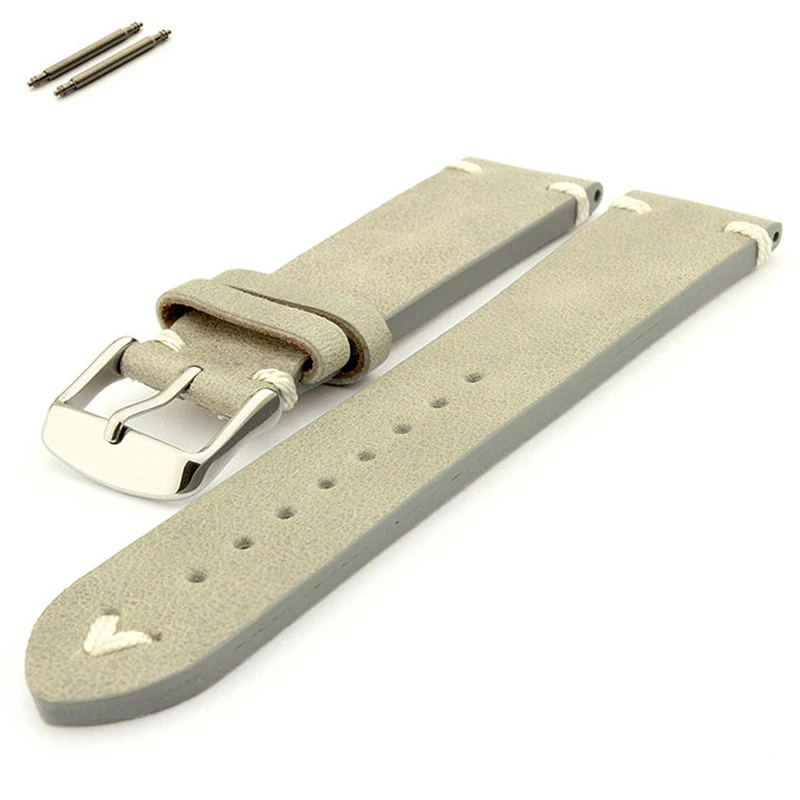 Custom real leather watch band 18mm 20mm 22mm 24mm leather strap vintage style ss.buckle for men watches.
