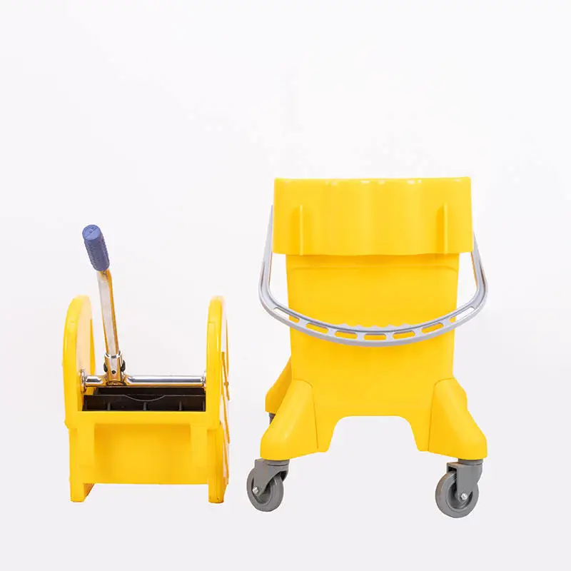 New design portable mop bucket and wringer plastic trolley cart mop bucket with side press squeeze
