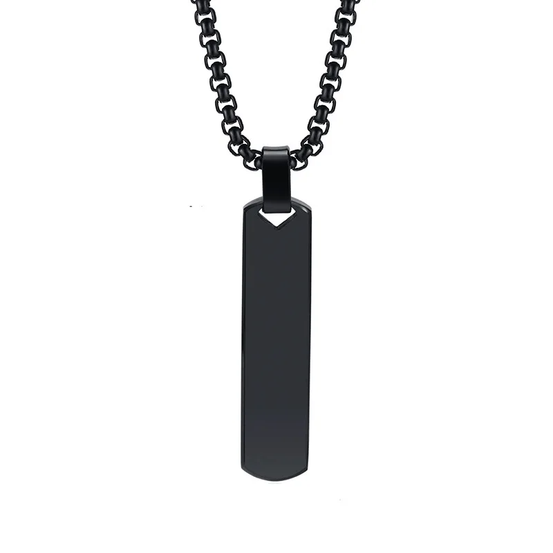 Initial Bar Necklace for Men, Thick Geometric Vertical Bar Pendant with A-Z Letters Casual Simple Collar Gift Jewelry