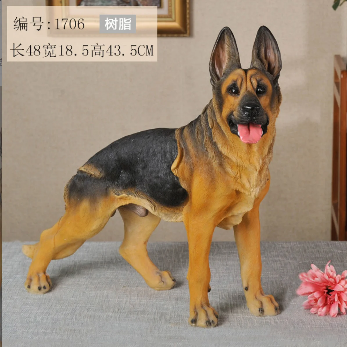Realistic German Shepherd Wolf Dog Sculpture Animal Dog Statue Fiberglass Material Artificial For Outdoor Decoration Indoor