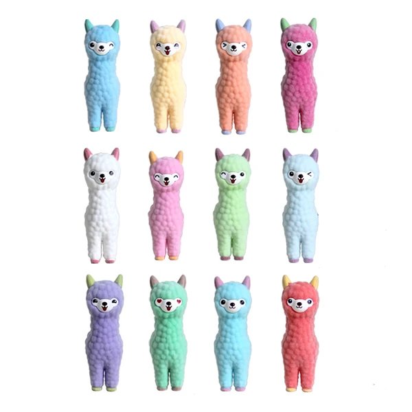 Kids hobbies collectible figure 3D plastic cake topper figure flocking lama display toy