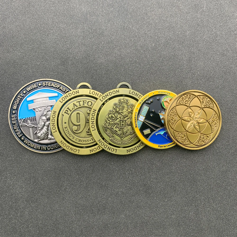 Different sizes customizable antique old gold sliver copper challenge coins