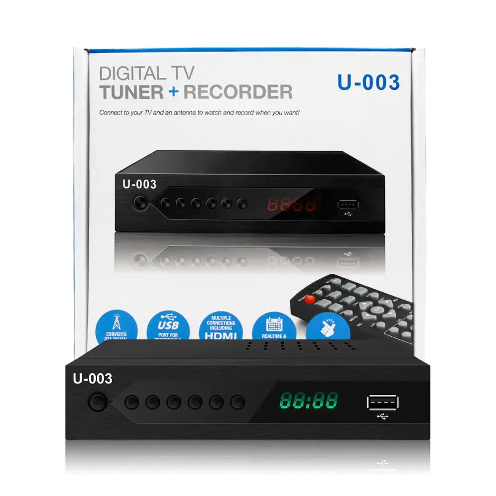 ATSC Modulador TV U-003 Digital TV Box Tuner + Recorder Receivers hevc H.264 support full HD 1080p USB2.0 for PVR Set Top Box
