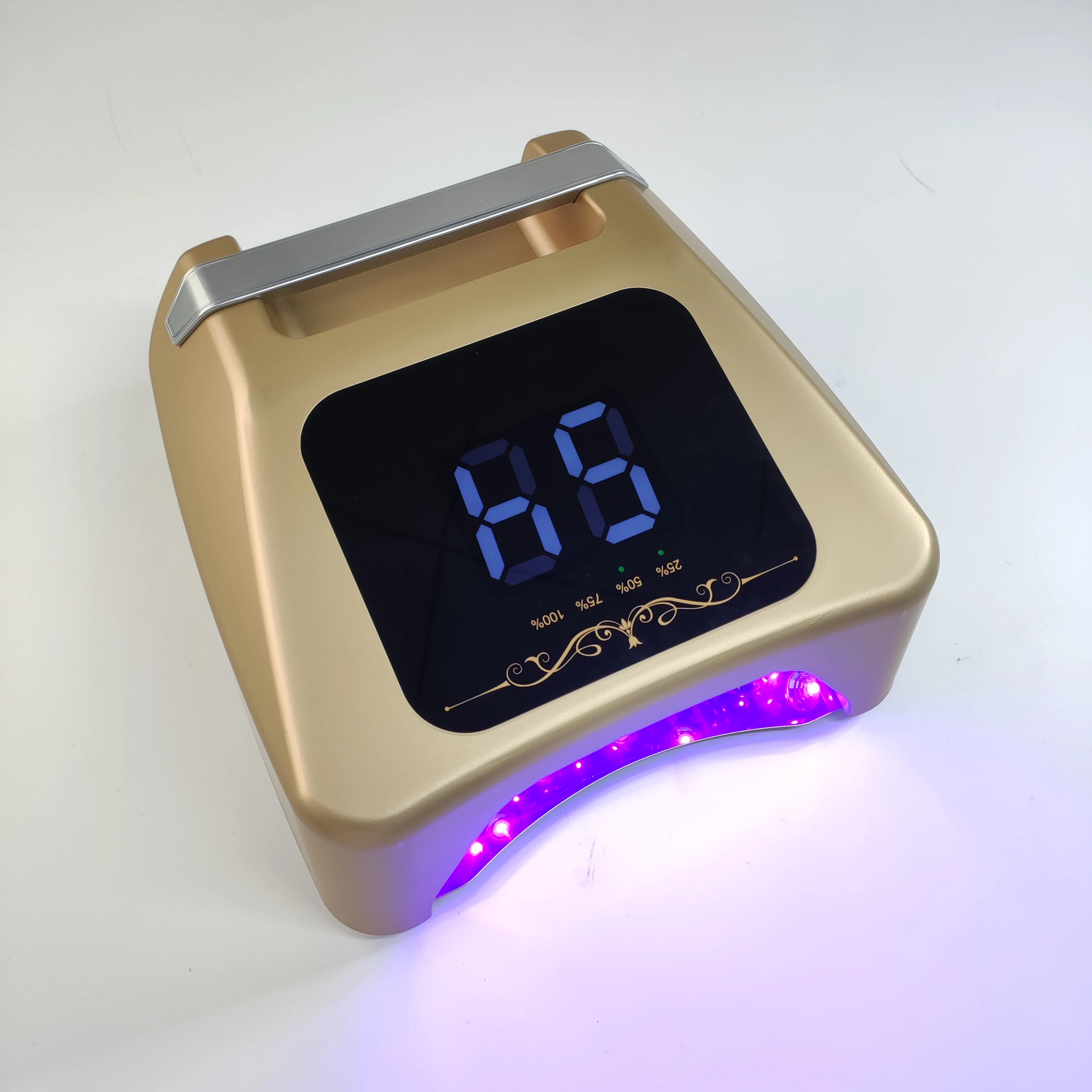 Popular cordless and rechargeable uber uv/led nail lamp 72w gold nail gel polish dryer machine led lamp for acrylic nails