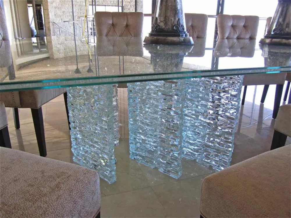 8+8mm America Popular Cracked Ice Laminated Glass Table Top