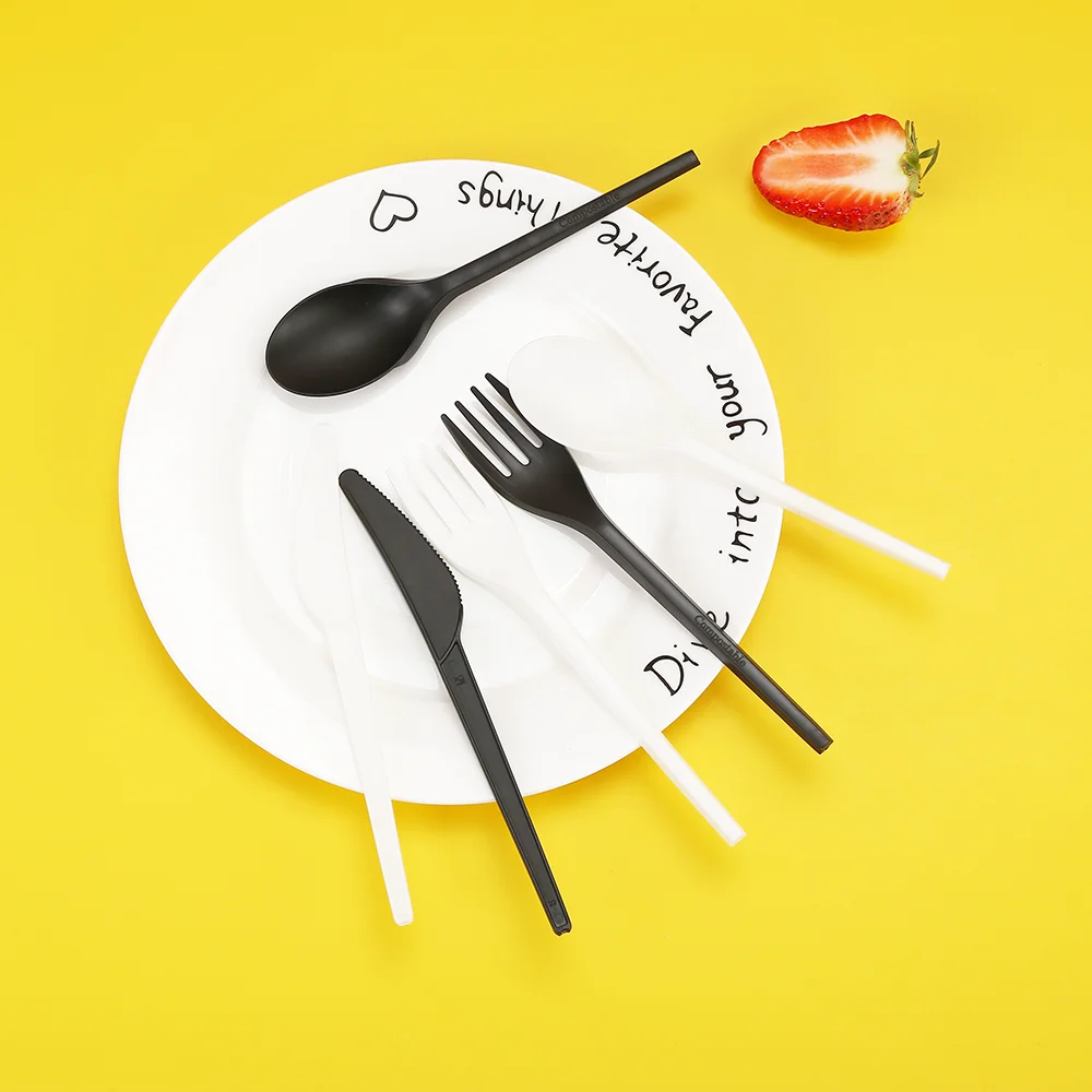 Quanhua Compostables CPLA  Hot Selling Biodegradable Cutlery Knife Fork Spoon Flatware Set