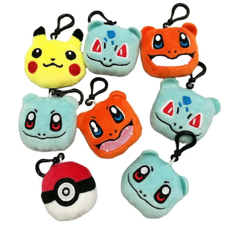 Custom Cheap Mini Stuffed Animal Pokeemon Pikachuu Keyring Fuzzy Plush Unicorn Keychain