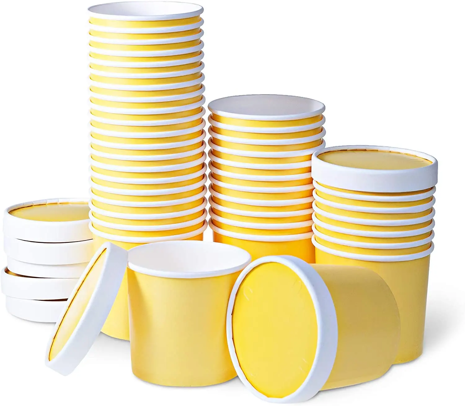 11-Oz Soup Cups Paper Ice Cream Cups Disposable Ice Cream Containers, 11-Ounce, Yellow
