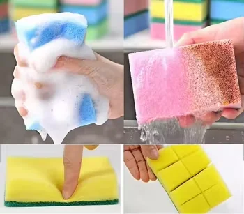 Ningbo Dooso High Density Emery Colorful Scouring Pad Sponge For Wash Dishes Dishwashing Stain Removal Kitchen Cleaning Products