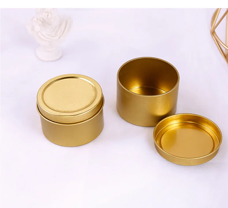 Wholesale round seamless 4 oz 6 oz 8 oz candle tin can container metal candle tin jar box with lid