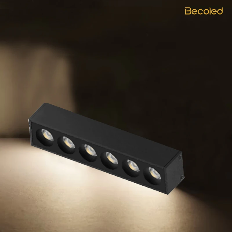 Modern Style Dimmable LED Linear Grille Light Aluminum Recessed Spotlight Indoor Office Hotel Embedded Install Showroom Lighting