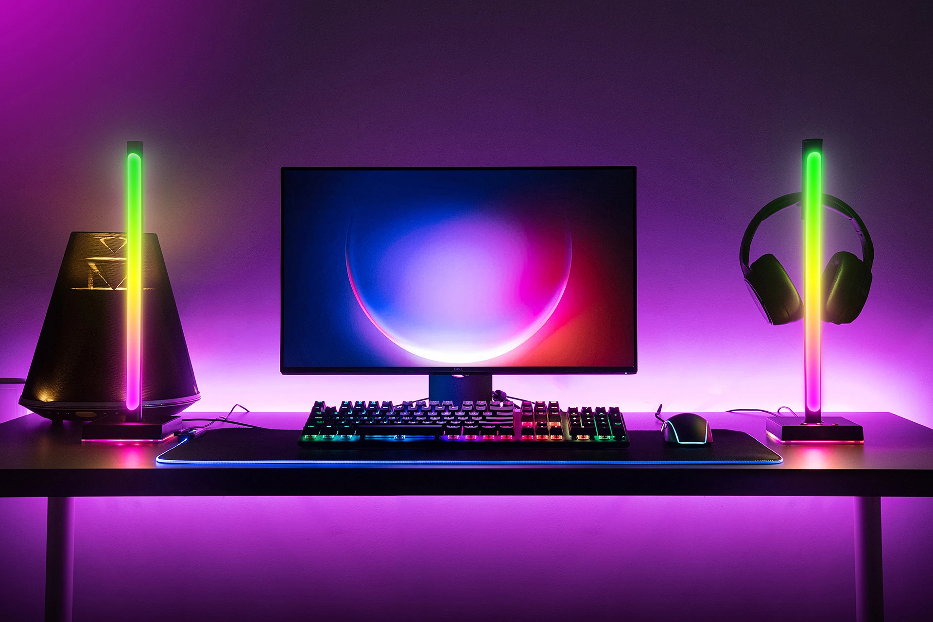 Цветная (RGB игровая гарнитура подставка держатель с Интеллектуальное управление приложениями осветительная вышка 3 порта type-c для наушников