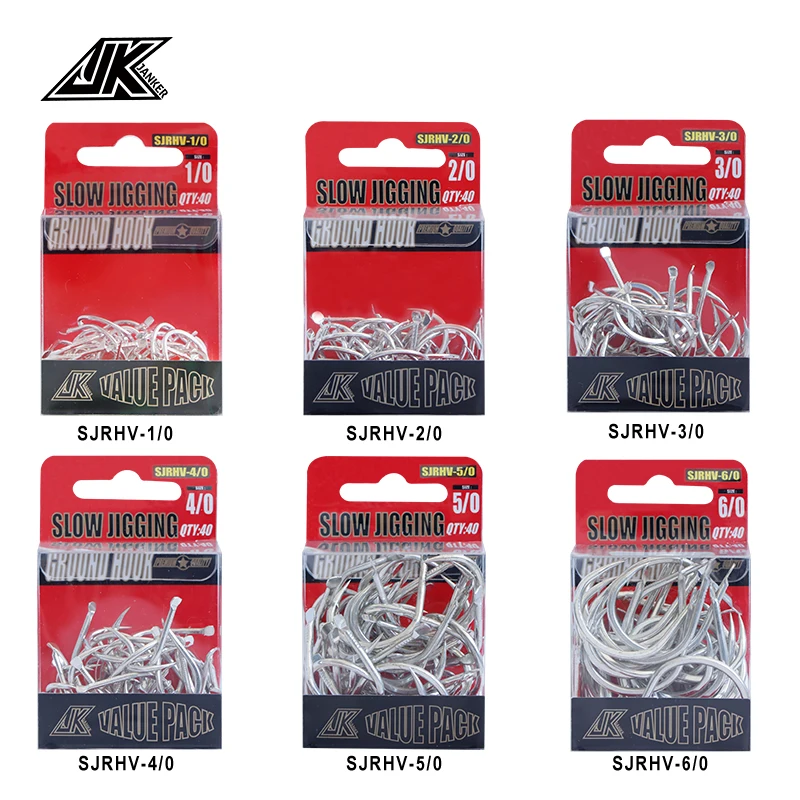JK Slow Jigging Single Hooks Rust Resistance Barbed Double Side Forging Hooks High Carbon Steel Ground Jigging Hooks