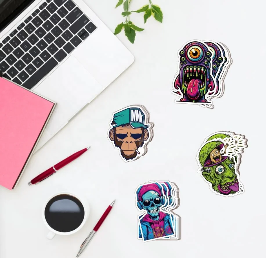 UV Resist Printing Waterproof Durable sticker Easy Peel  White Vinyl PVC Self Adhesive Die Cut Custom Stickers