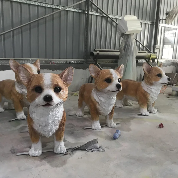 Fiberglass animal sculpture dog lines Pastoral dog animal model decoration customization Art sculpture decoration