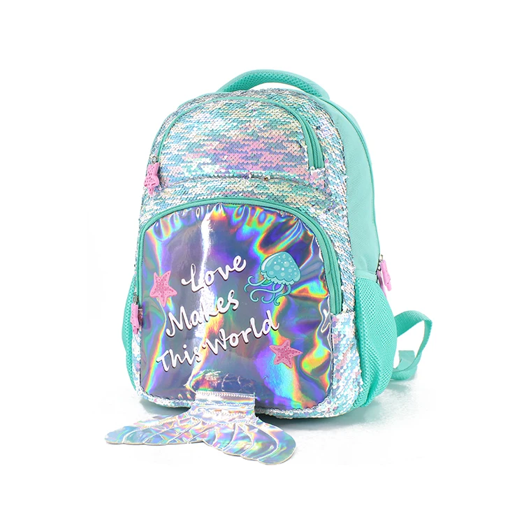 BSCI/Sedex Girls Color Change Sparkly Sequence Mermaid Bag Magic Flip Reversible Sequin School Backpack