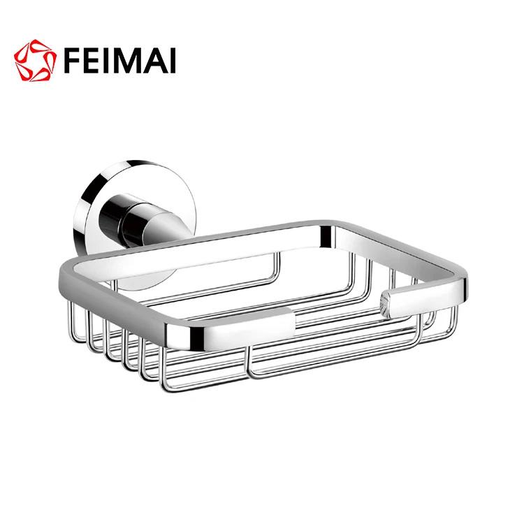 Contemporary Brass Chrome Shower Soap Basket,Wire Soap Dish Holders Wall Mounted