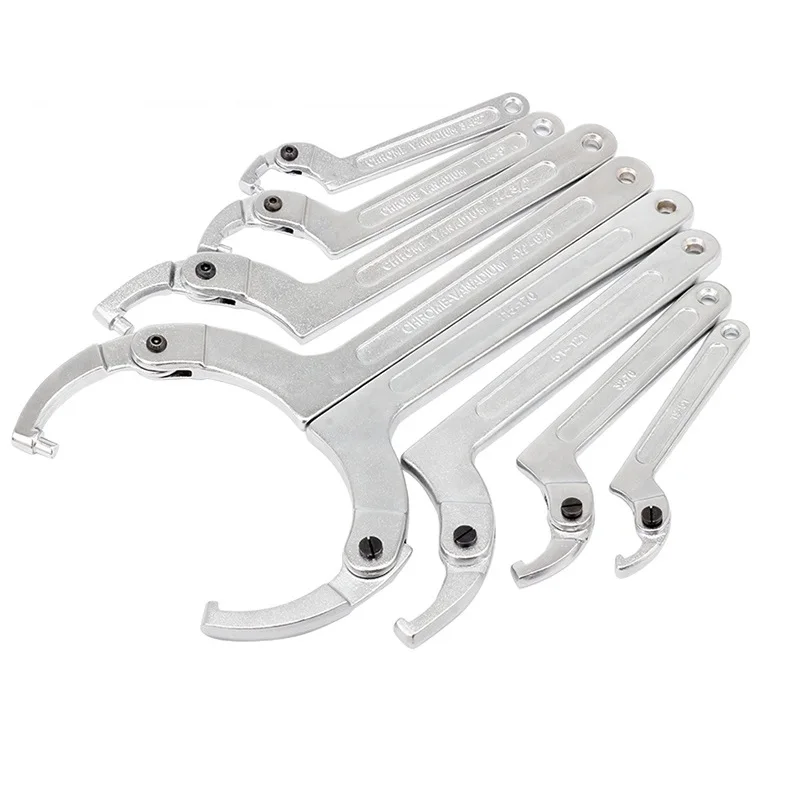 19-170mm Adjustable Hook Wrench Square Pin Round Head C Shape Spanner Round nut Wrenches Hand Multi Tools