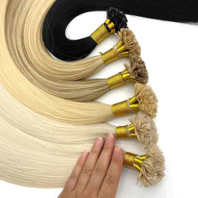 2024 Hot Selling Double Drawn Italian Keratin Virgin Cuticle Aligned Keratin Flat Tip U Tip Human Hair Extension