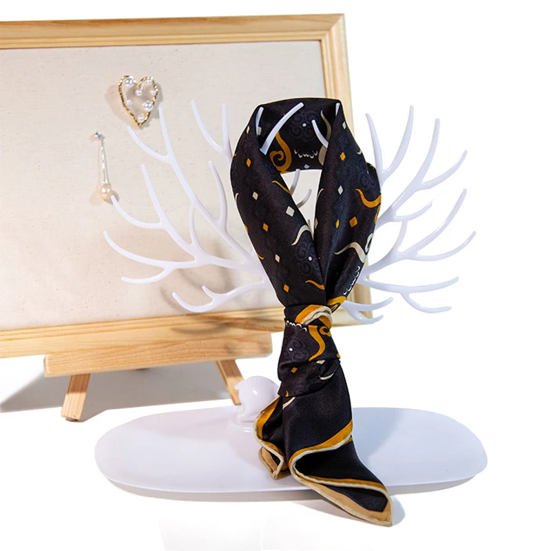 Custom Logo Print Head Neck Silk Scarves Women Luxury Brand Design