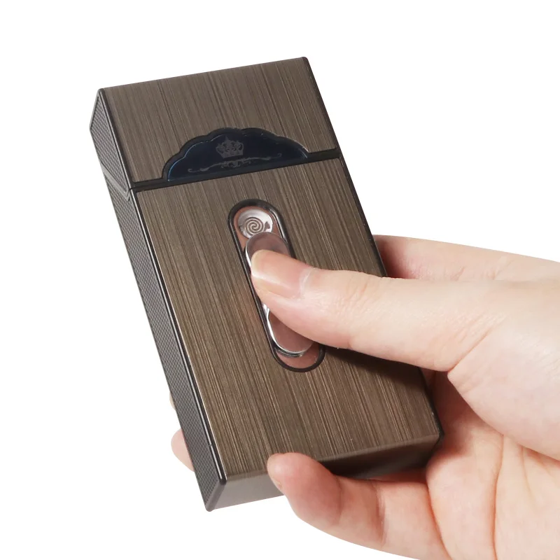 High Quality Plastic Cigarette Case With Electric Lighter Portable Smoking Cigarettes Boxes Holder Cigar Custom Logo