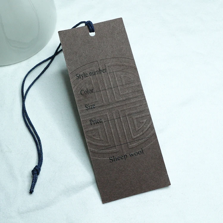 Name Logo Brand Tags Kraft Paper Tags Metal Eyelet Clothing Hang Tags Custom Free Design Printing with White Black String