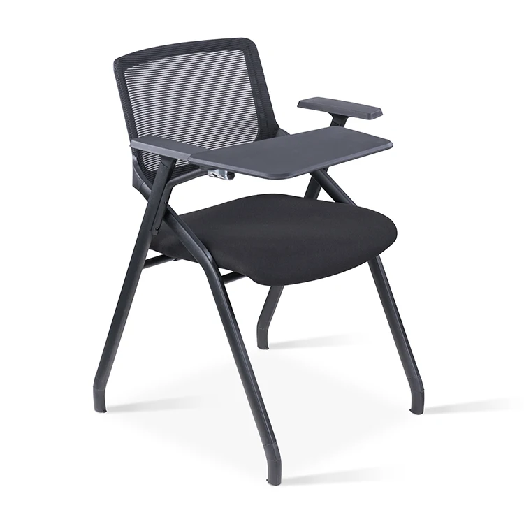 school furniture training meeting mesh back foldable office chair with writing pad