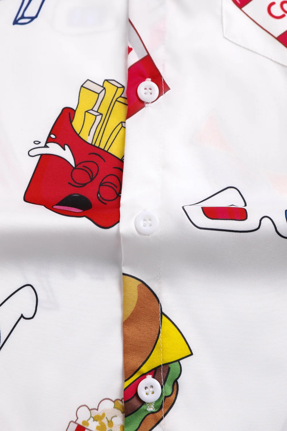 
Wholesale New Design Cute Pattern French Fries Fashion buttoned Summer wear hawaiian shirt men 