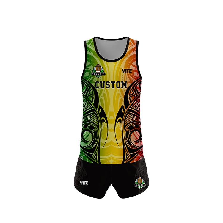 Custom mens Maori design touch football sets OEM  touch football uniform sublimation vest