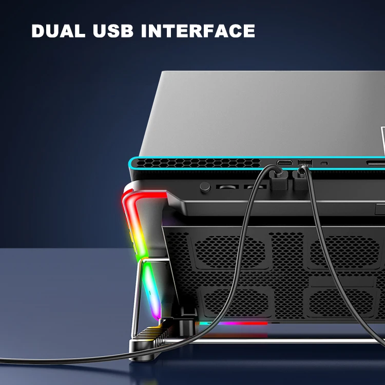 Great Roc laptop cooling pad with phone holder with 6 fans height adjustable laptop cooling pad rgb gaming notebook cooler