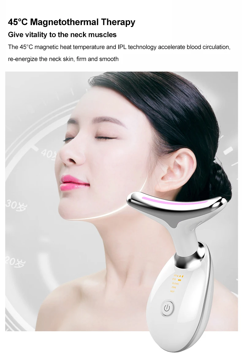 Face Lifting Neck Beauty Led EMS Photon Device Skin Care Electric Anti-wrinkle Facial Neck Massage Machine