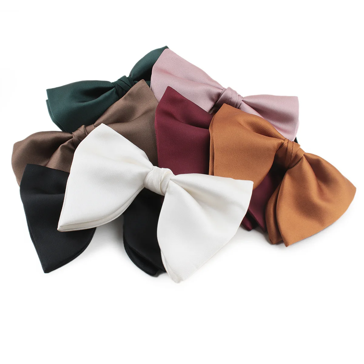 Men Tuxedo Formal Occasion Wedding Party Prom Bow Tie Satin Solid Color Polyester Big Bowtie