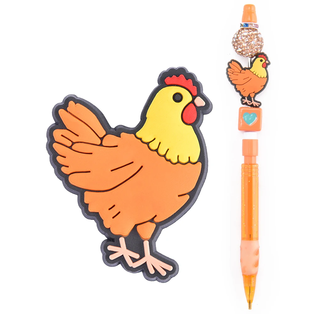 Custom Silicone Focal Beads Hen Animal Focal Beads For Pen Making Custom Silicone Focals For Pen Topper PVC beads