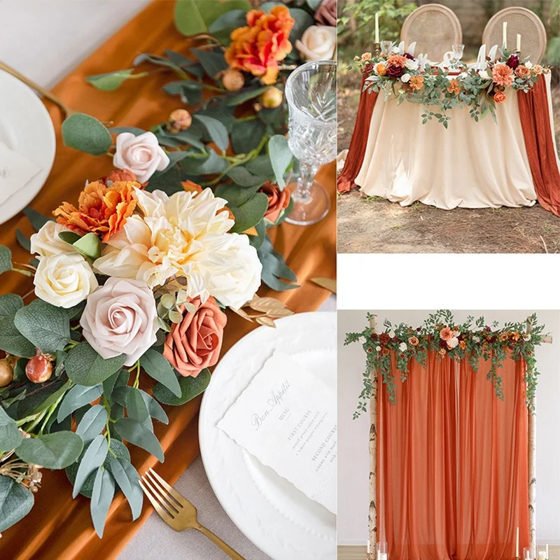 White Beige 6FT Artificial Eucalyptus Garland with Flower Wedding Centerpieces for Wedding Table Decor Wedding Arch Flowers