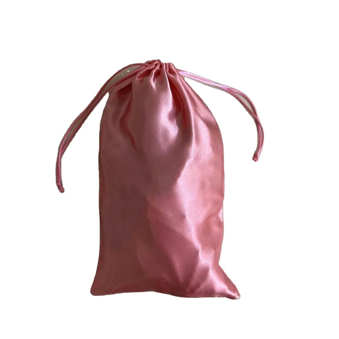 Satin-09 pink satin silk bag wholesale custom satin jewelry pouch drawstring satin pouch