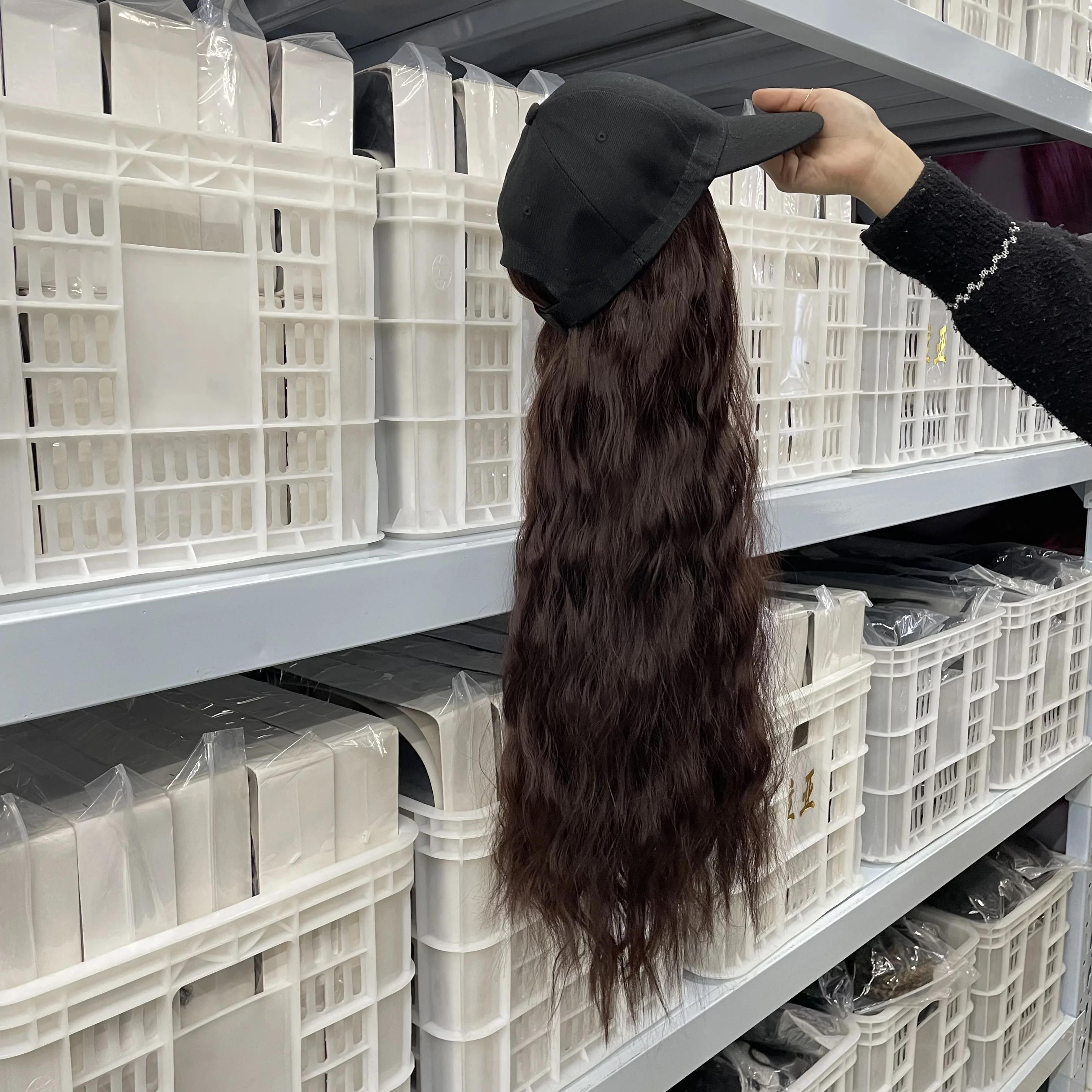 Vivian hair Fashionable Baseball Hat Long Human Hair Wigs