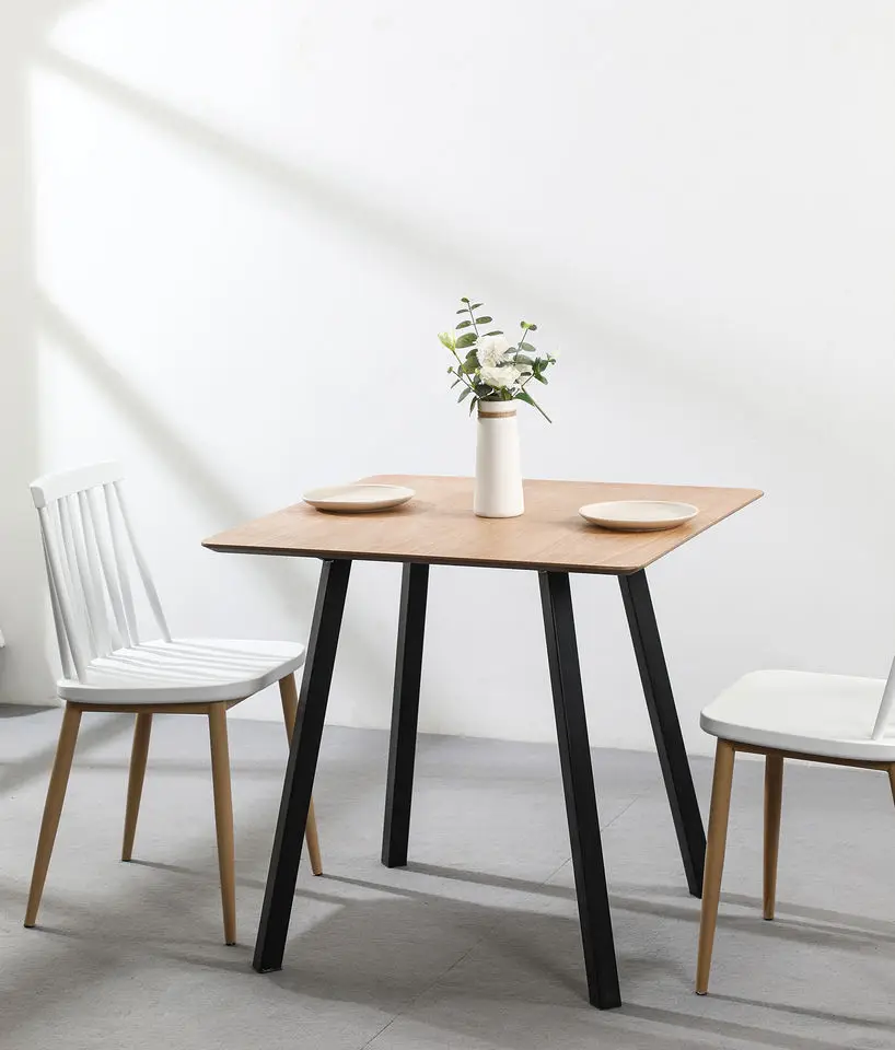 Low Price Wholesale Unique Simple Design Restaurant Dining Set Cheap Wooden MDF Top Metal Legs Dining Table
