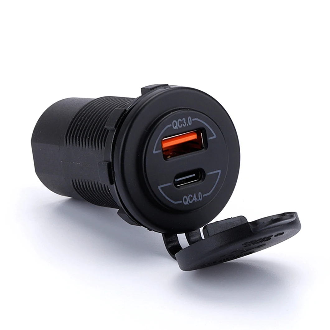 QC4.0+QC3.0 Double USB Car Charger Fast Charger Caravan Yacht Universal Modification Power Socket Car Charger USB Socket